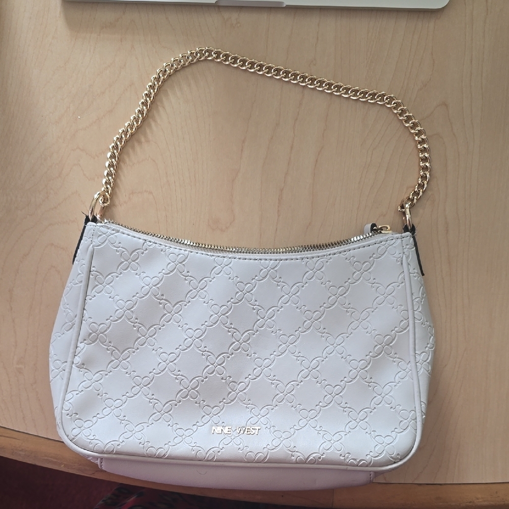 Nine West Cream Shoulder Bag with Gold Chain